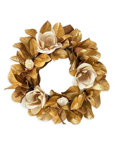 Winward Home Holiday Newness Faux-Magnolia Gold Wreath | Thumbnail 1 Winward Home Holiday Newness Faux-Magnolia Gold Wreath | Thumbnail 1