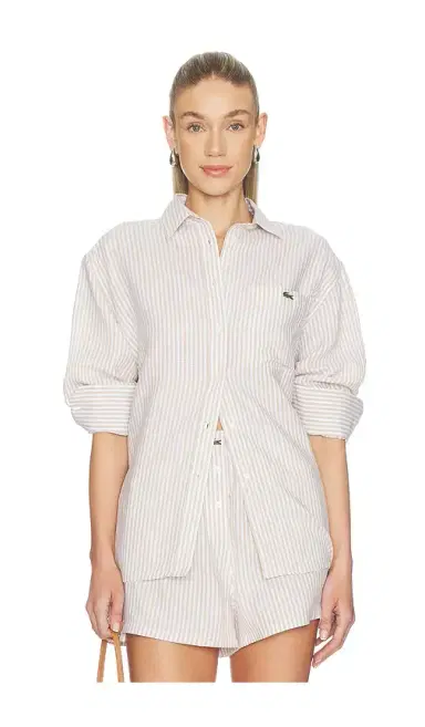 Lacoste Oversized Fit Toile Shirt | Thumbnail 1 Lacoste Oversized Fit Toile Shirt | Thumbnail 1
