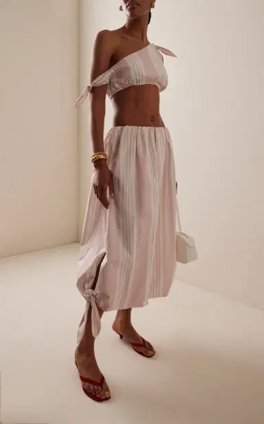 Posse Rosie Striped Cotton Midi Skirt | Thumbnail 2 Posse Rosie Striped Cotton Midi Skirt | Thumbnail 2