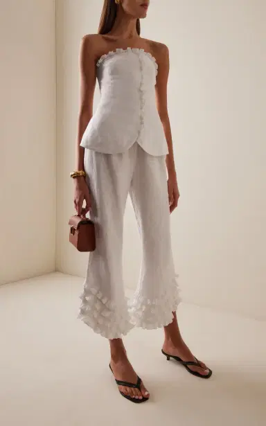 Posse Florence Strapless Ruffled Linen Top | Thumbnail 3 Posse Florence Strapless Ruffled Linen Top | Thumbnail 3