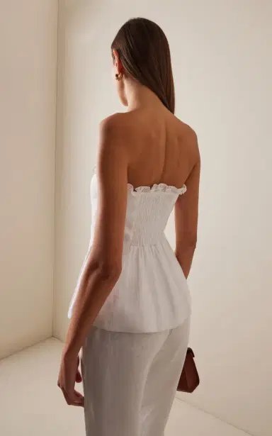 Posse Florence Strapless Ruffled Linen Top | Thumbnail 4 Posse Florence Strapless Ruffled Linen Top | Thumbnail 4