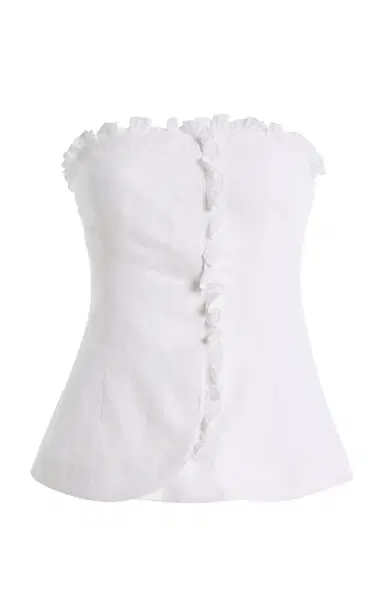 Posse Florence Strapless Ruffled Linen Top | Thumbnail 6 Posse Florence Strapless Ruffled Linen Top | Thumbnail 6