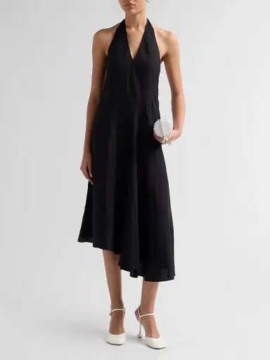 A.L.C. Women's Celina Linen-Blend Halter Midi-Dress - Black | Thumbnail 2 A.L.C. Women's Celina Linen-Blend Halter Midi-Dress - Black | Thumbnail 2