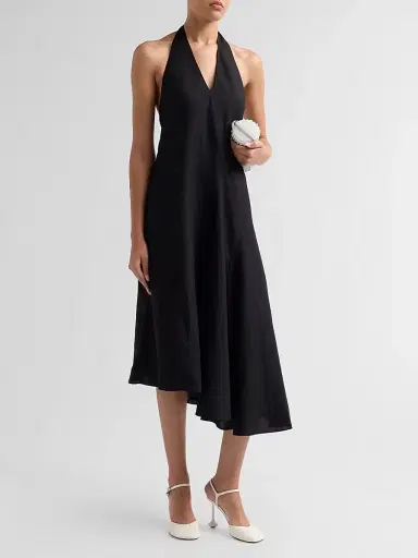 A.L.C. Women's Celina Linen-Blend Halter Midi-Dress - Black | Thumbnail 4 A.L.C. Women's Celina Linen-Blend Halter Midi-Dress - Black | Thumbnail 4
