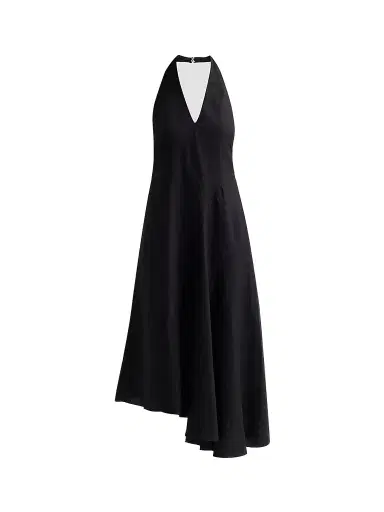 A.L.C. Women's Celina Linen-Blend Halter Midi-Dress - Black | Thumbnail 1 A.L.C. Women's Celina Linen-Blend Halter Midi-Dress - Black | Thumbnail 1