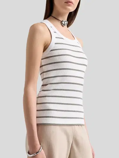 Vince Women's Striped Cotton-Blend Tank - Herb Combo - Size XXS | Thumbnail 5 Vince Women's Striped Cotton-Blend Tank - Herb Combo - Size XXS | Thumbnail 5