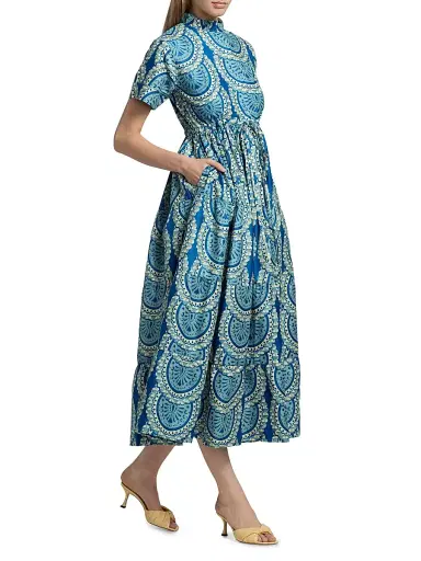 Elisamama Women's Olori Printed Midi-Shirtdress - Blue - Size Large | Thumbnail 2 Elisamama Women's Olori Printed Midi-Shirtdress - Blue - Size Large | Thumbnail 2