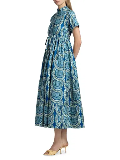 Elisamama Women's Olori Printed Midi-Shirtdress - Blue - Size Large | Thumbnail 4 Elisamama Women's Olori Printed Midi-Shirtdress - Blue - Size Large | Thumbnail 4