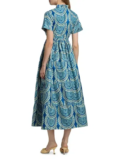 Elisamama Women's Olori Printed Midi-Shirtdress - Blue - Size Large | Thumbnail 5 Elisamama Women's Olori Printed Midi-Shirtdress - Blue - Size Large | Thumbnail 5