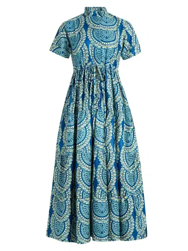 Elisamama Women's Olori Printed Midi-Shirtdress - Blue - Size Large | Thumbnail 1 Elisamama Women's Olori Printed Midi-Shirtdress - Blue - Size Large | Thumbnail 1