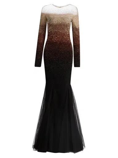 Pamella Roland Women's Ombré Sequined Tulle Mermaid Gown - Chocolate Multi | Thumbnail 1 Pamella Roland Women's Ombré Sequined Tulle Mermaid Gown - Chocolate Multi | Thumbnail 1