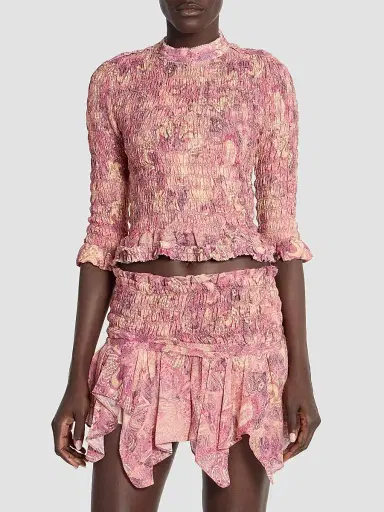 Isabel Marant Women's Carola Floral Silk Blouse - Pink | Thumbnail 3 Isabel Marant Women's Carola Floral Silk Blouse - Pink | Thumbnail 3