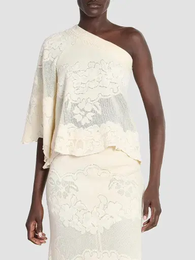 Isabel Marant Women's Shilo Cotton Lace One-Shoulder Blouse - Ecru | Thumbnail 3 Isabel Marant Women's Shilo Cotton Lace One-Shoulder Blouse - Ecru | Thumbnail 3