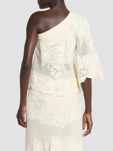 Isabel Marant Women's Shilo Cotton Lace One-Shoulder Blouse - Ecru | Thumbnail 5 Isabel Marant Women's Shilo Cotton Lace One-Shoulder Blouse - Ecru | Thumbnail 5