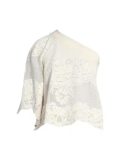 Isabel Marant Women's Shilo Cotton Lace One-Shoulder Blouse - Ecru | Thumbnail 1 Isabel Marant Women's Shilo Cotton Lace One-Shoulder Blouse - Ecru | Thumbnail 1