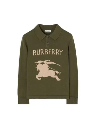 Burberry Little Boy's & Boy's EKD Knit Polo Sweater - Tent Green - Size 8 | Thumbnail 1 Burberry Little Boy's & Boy's EKD Knit Polo Sweater - Tent Green - Size 8 | Thumbnail 1