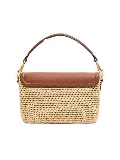 Valentino Garavani Women's All time Shoulder Bag in Raffia and Grainy Calfskin - Saddle Brown | Thumbnail 4 Valentino Garavani Women's All time Shoulder Bag in Raffia and Grainy Calfskin - Saddle Brown | Thumbnail 4
