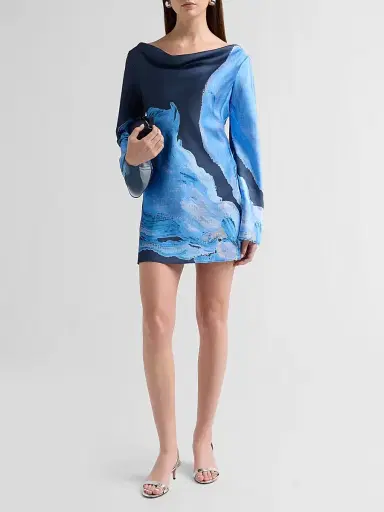 Significant Other Women's Alis Abstract-Print Satin Minidress - Petrol Bloom - Size 12 | Thumbnail 2 Significant Other Women's Alis Abstract-Print Satin Minidress - Petrol Bloom - Size 12 | Thumbnail 2