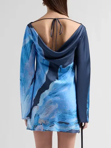 Significant Other Women's Alis Abstract-Print Satin Minidress - Petrol Bloom - Size 12 | Thumbnail 3 Significant Other Women's Alis Abstract-Print Satin Minidress - Petrol Bloom - Size 12 | Thumbnail 3