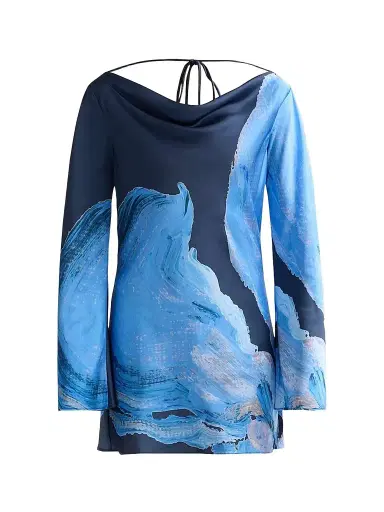 Significant Other Women's Alis Abstract-Print Satin Minidress - Petrol Bloom - Size 12 | Thumbnail 1 Significant Other Women's Alis Abstract-Print Satin Minidress - Petrol Bloom - Size 12 | Thumbnail 1