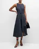 Cinq à Sept Zelda Belted Asymmetric Sleeveless Denim Midi Dress | Thumbnail 2 Cinq à Sept Zelda Belted Asymmetric Sleeveless Denim Midi Dress | Thumbnail 2