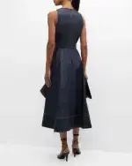 Cinq à Sept Zelda Belted Asymmetric Sleeveless Denim Midi Dress | Thumbnail 4 Cinq à Sept Zelda Belted Asymmetric Sleeveless Denim Midi Dress | Thumbnail 4