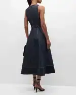 Cinq à Sept Zelda Belted Asymmetric Sleeveless Denim Midi Dress | Thumbnail 5 Cinq à Sept Zelda Belted Asymmetric Sleeveless Denim Midi Dress | Thumbnail 5