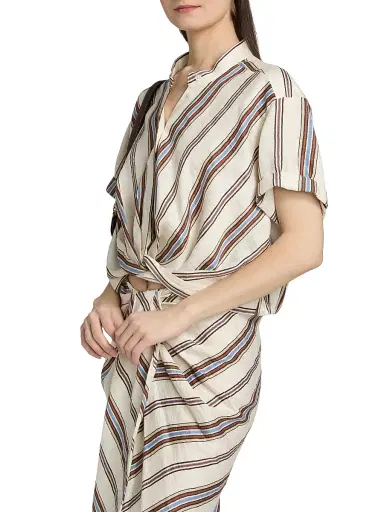A.L.C. Women's Leonore Linen-Blend Striped Top - Panna Multi - Size Large | Thumbnail 4 A.L.C. Women's Leonore Linen-Blend Striped Top - Panna Multi - Size Large | Thumbnail 4