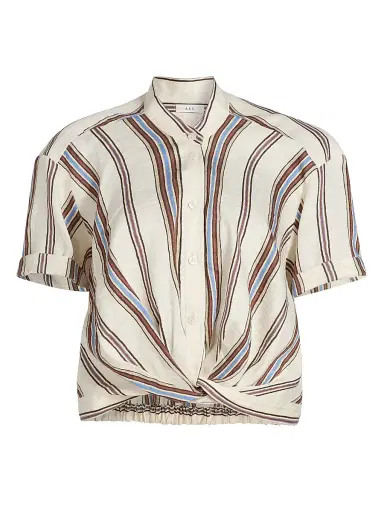 A.L.C. Women's Leonore Linen-Blend Striped Top - Panna Multi - Size Large | Thumbnail 1 A.L.C. Women's Leonore Linen-Blend Striped Top - Panna Multi - Size Large | Thumbnail 1