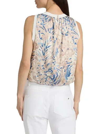 Cinq à Sept Women's Daisy Swirl Peia Printed Blouson Crop Top - Neutral Multi | Thumbnail 5 Cinq à Sept Women's Daisy Swirl Peia Printed Blouson Crop Top - Neutral Multi | Thumbnail 5