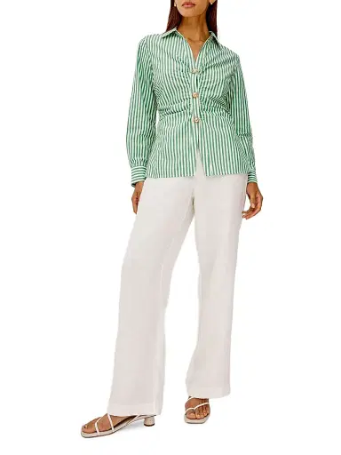 Rails Women's Carayln Striped Cotton-Blend Shirt - Emerald Stripe | Thumbnail 2 Rails Women's Carayln Striped Cotton-Blend Shirt - Emerald Stripe | Thumbnail 2