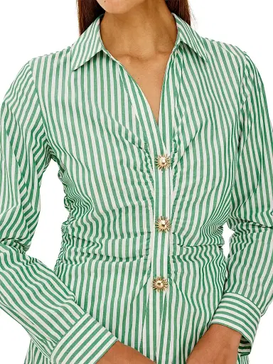 Rails Women's Carayln Striped Cotton-Blend Shirt - Emerald Stripe | Thumbnail 6 Rails Women's Carayln Striped Cotton-Blend Shirt - Emerald Stripe | Thumbnail 6