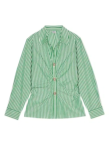 Rails Women's Carayln Striped Cotton-Blend Shirt - Emerald Stripe | Thumbnail 1 Rails Women's Carayln Striped Cotton-Blend Shirt - Emerald Stripe | Thumbnail 1