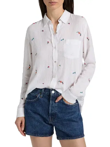 Rails Women's Charli Floral Linen-Blend Shirt - Wild Flower Embroidery | Thumbnail 3 Rails Women's Charli Floral Linen-Blend Shirt - Wild Flower Embroidery | Thumbnail 3