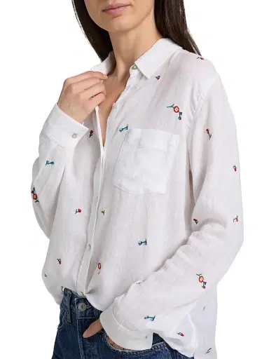 Rails Women's Charli Floral Linen-Blend Shirt - Wild Flower Embroidery | Thumbnail 6 Rails Women's Charli Floral Linen-Blend Shirt - Wild Flower Embroidery | Thumbnail 6