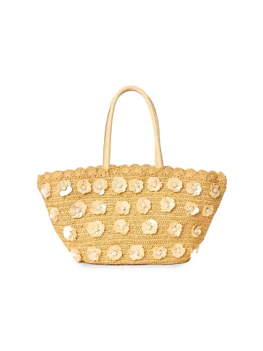 BTB Los Angeles Women's Dottie Woven Raffia Tote Bag - Natural | Thumbnail 1 BTB Los Angeles Women's Dottie Woven Raffia Tote Bag - Natural | Thumbnail 1