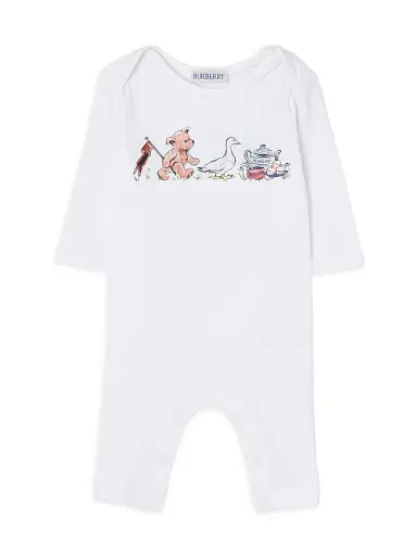 Burberry Baby's Thomas Bear Cotton Coveralls - White - Size 9 Months | Thumbnail 1 Burberry Baby's Thomas Bear Cotton Coveralls - White - Size 9 Months | Thumbnail 1