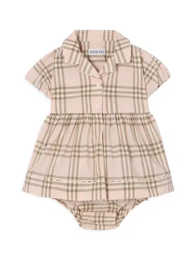 Burberry Baby Girl's Check Puff-Sleeve Dress & Bloomers Set - Archive Pink 9 Months | Thumbnail 1 Burberry Baby Girl's Check Puff-Sleeve Dress & Bloomers Set - Archive Pink 9 Months | Thumbnail 1