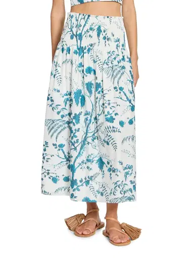 Erdem Women's Floral Cotton-Linen Midi Skirt - Wild Fern Botanical Dream - Size 10 | Thumbnail 3 Erdem Women's Floral Cotton-Linen Midi Skirt - Wild Fern Botanical Dream - Size 10 | Thumbnail 3