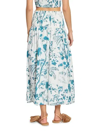 Erdem Women's Floral Cotton-Linen Midi Skirt - Wild Fern Botanical Dream - Size 10 | Thumbnail 5 Erdem Women's Floral Cotton-Linen Midi Skirt - Wild Fern Botanical Dream - Size 10 | Thumbnail 5