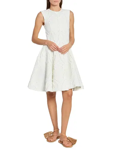 Erdem Women's Textured Denim Fit & Flare Minidress - Ivory - Size 10 | Thumbnail 2 Erdem Women's Textured Denim Fit & Flare Minidress - Ivory - Size 10 | Thumbnail 2