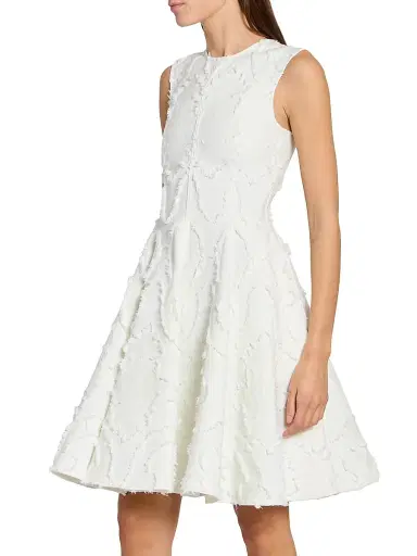 Erdem Women's Textured Denim Fit & Flare Minidress - Ivory - Size 10 | Thumbnail 4 Erdem Women's Textured Denim Fit & Flare Minidress - Ivory - Size 10 | Thumbnail 4