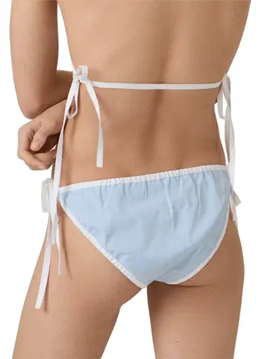 Miu Miu Women's Poplin Bikini Briefs - Blue | Thumbnail 3 Miu Miu Women's Poplin Bikini Briefs - Blue | Thumbnail 3