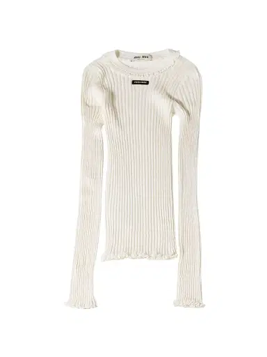 Miu Miu Women's Silk Crew-Neck Sweater - Off White - Size 6 | Thumbnail 1 Miu Miu Women's Silk Crew-Neck Sweater - Off White - Size 6 | Thumbnail 1