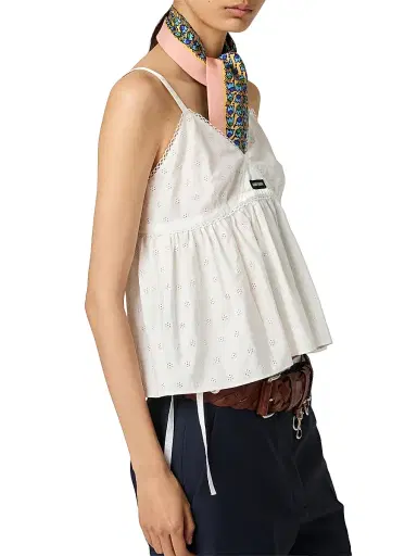 Miu Miu Women's Slubbed Eyelet Poplin Top - White - Size 8 | Thumbnail 3 Miu Miu Women's Slubbed Eyelet Poplin Top - White - Size 8 | Thumbnail 3