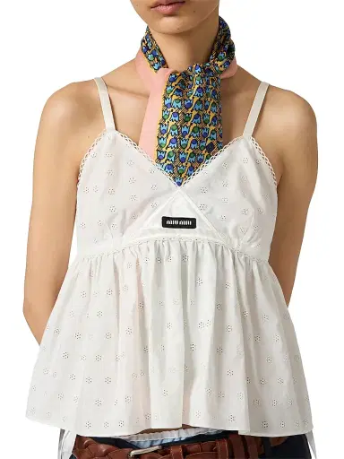 Miu Miu Women's Slubbed Eyelet Poplin Top - White - Size 8 | Thumbnail 5 Miu Miu Women's Slubbed Eyelet Poplin Top - White - Size 8 | Thumbnail 5