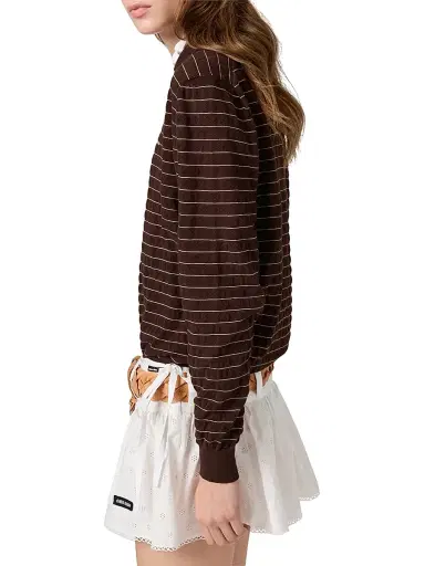 Miu Miu Women's V-Neck Cotton Sweater - Dark Red | Thumbnail 9 Miu Miu Women's V-Neck Cotton Sweater - Dark Red | Thumbnail 9