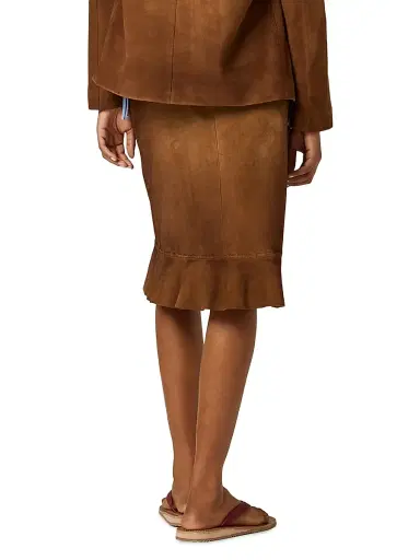 Miu Miu Women's Waxed Suede Skirt | Thumbnail 4 Miu Miu Women's Waxed Suede Skirt | Thumbnail 4