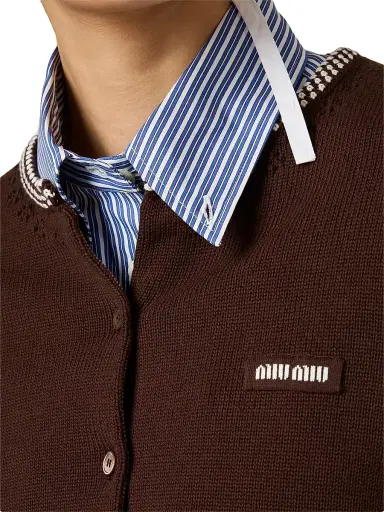 Miu Miu Women's Cotton Cardigan | Thumbnail 5 Miu Miu Women's Cotton Cardigan | Thumbnail 5