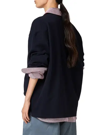 Miu Miu Women's Cotton Piqué Polo Shirt - Dark Blue | Thumbnail 4 Miu Miu Women's Cotton Piqué Polo Shirt - Dark Blue | Thumbnail 4